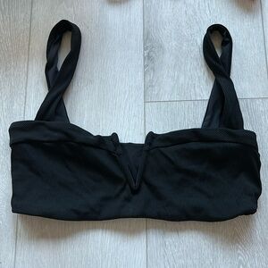 Lspace Black Ribbed Lee Lee Bikini Top Sz Large